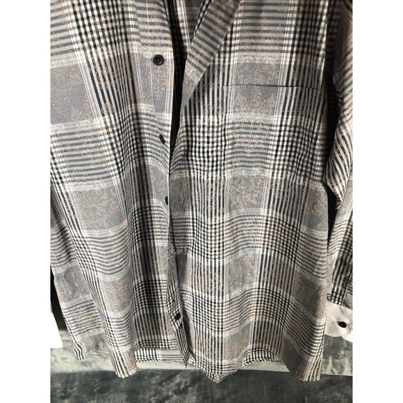 Gino Lussari Men’s Gray Plaid Button Down Adult Size 32-33 Shirt - Picture 5 of 7